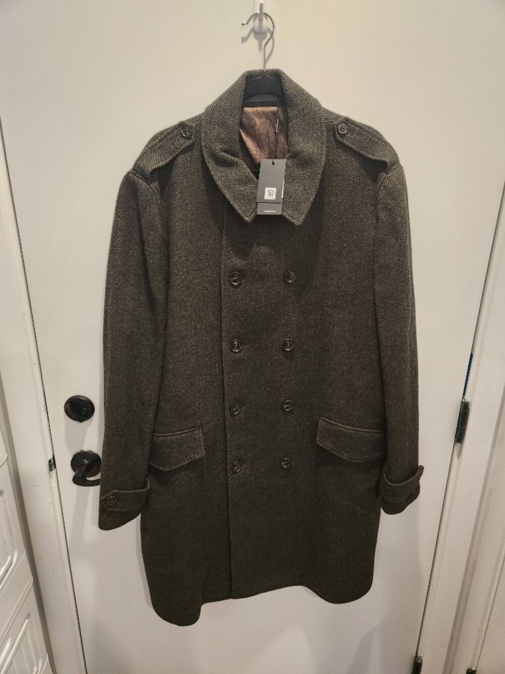 NWT Ted Baker London Windyhill Twill Overcoat Military Olive Green 46R New